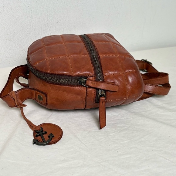 HARBOUR 2nd Small Leather Quilted Backpack Bag Cognac Whiskey Brown main image 9